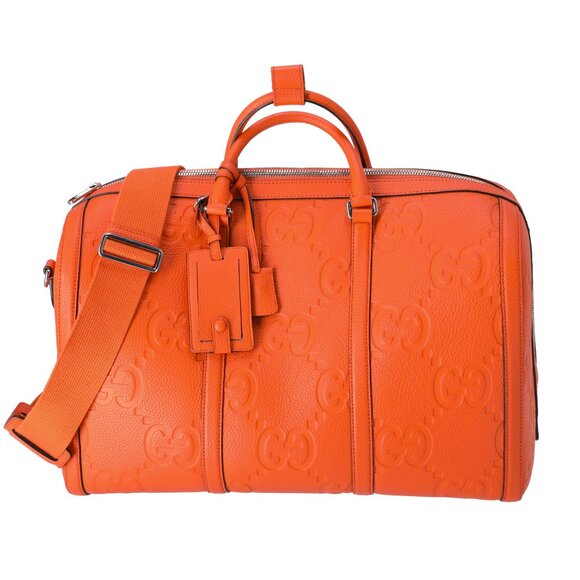 Gucci Orange Jumbo GG Embossed Leather Small Duffle Bag - Picture 1 of 7